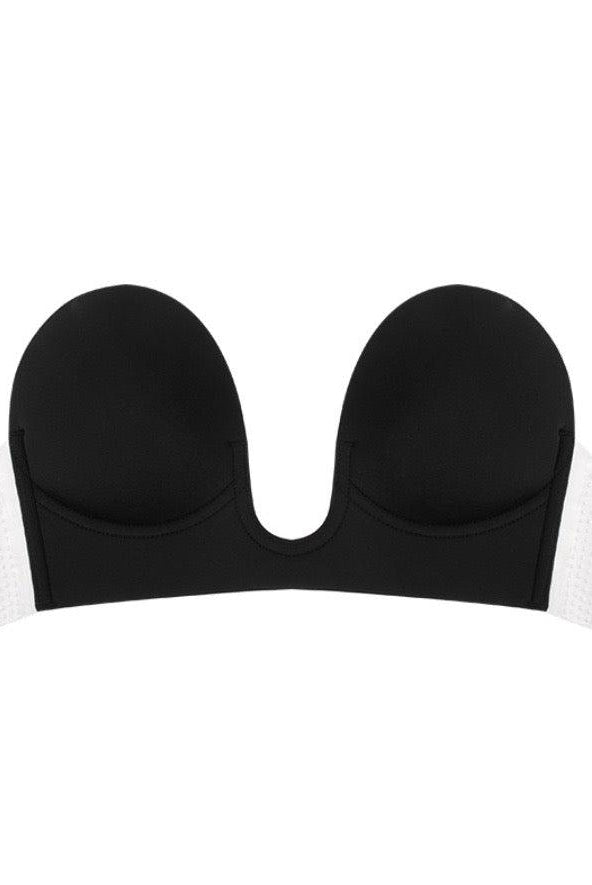 V Plunge Backless Strapless Bra - Black-
