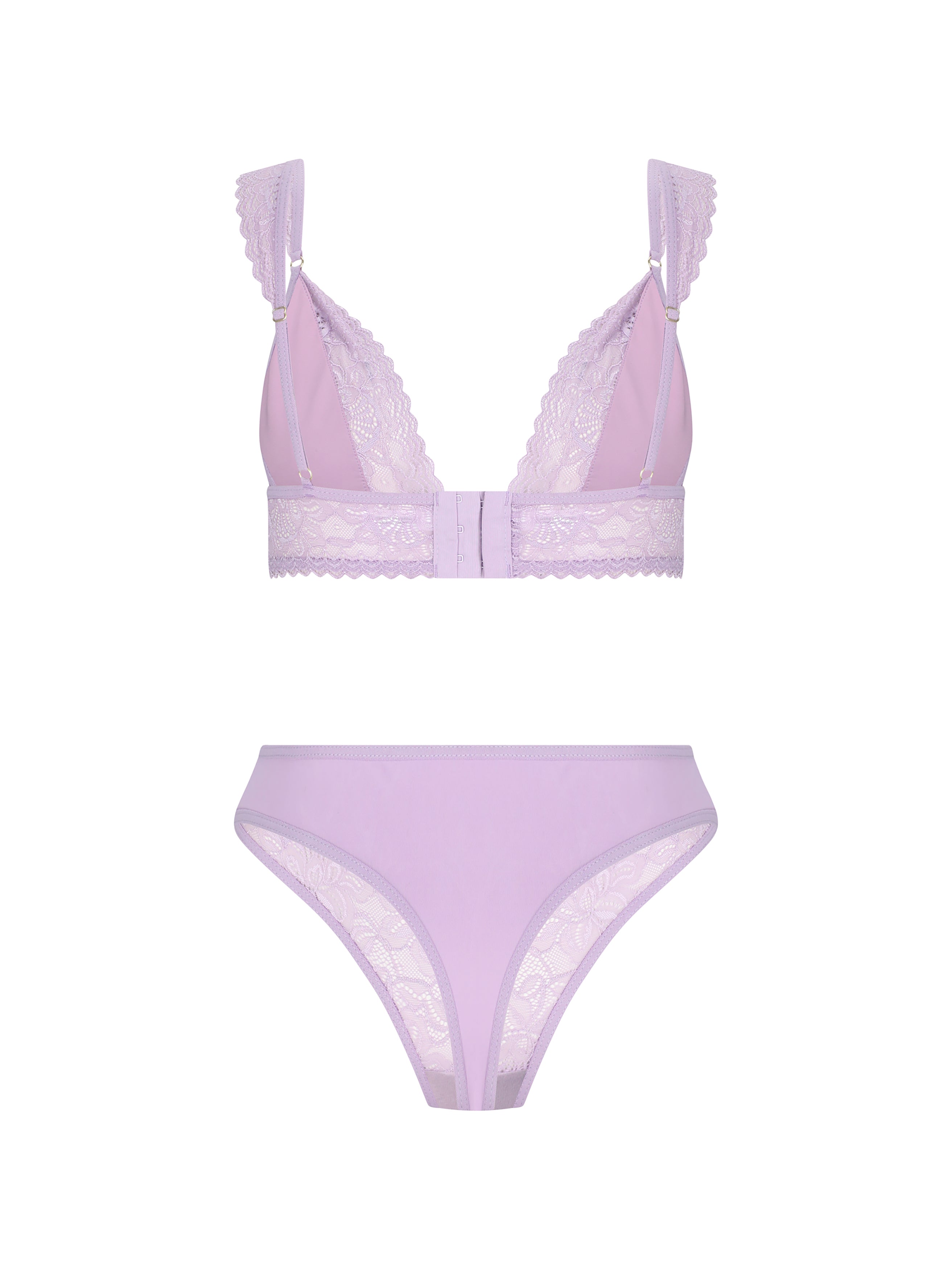 Lavender Bralette Set With Lace Detailing