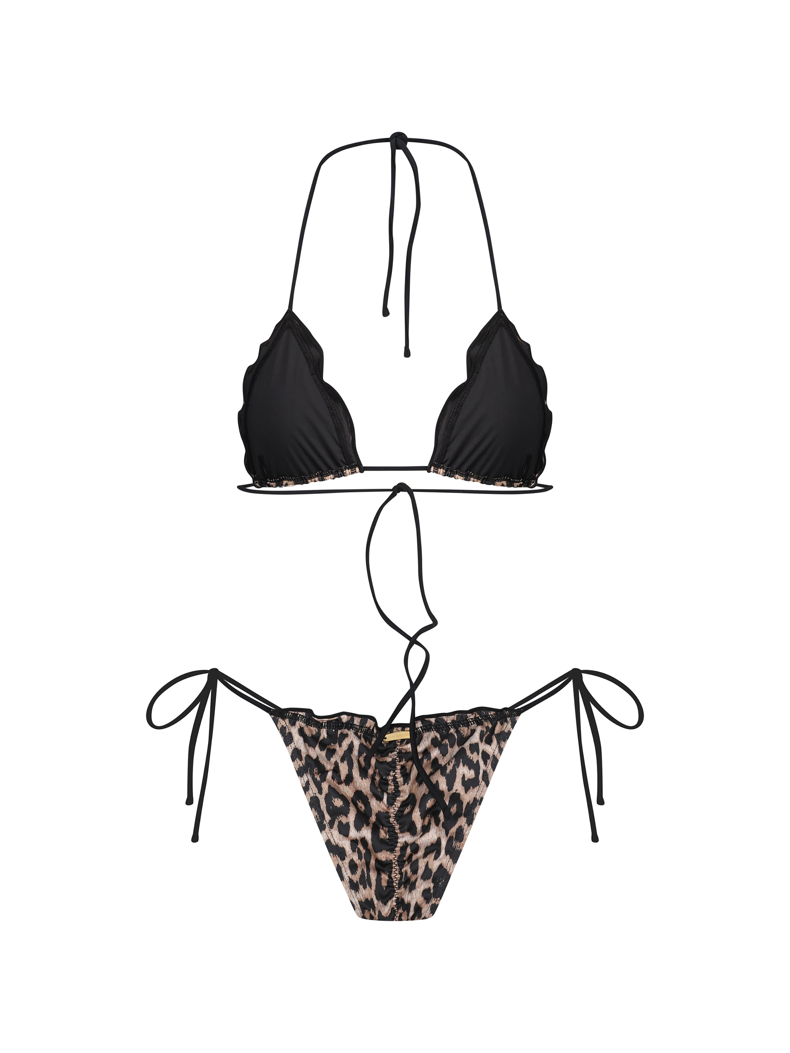 Leopard Bralette Set With Lace Detailing