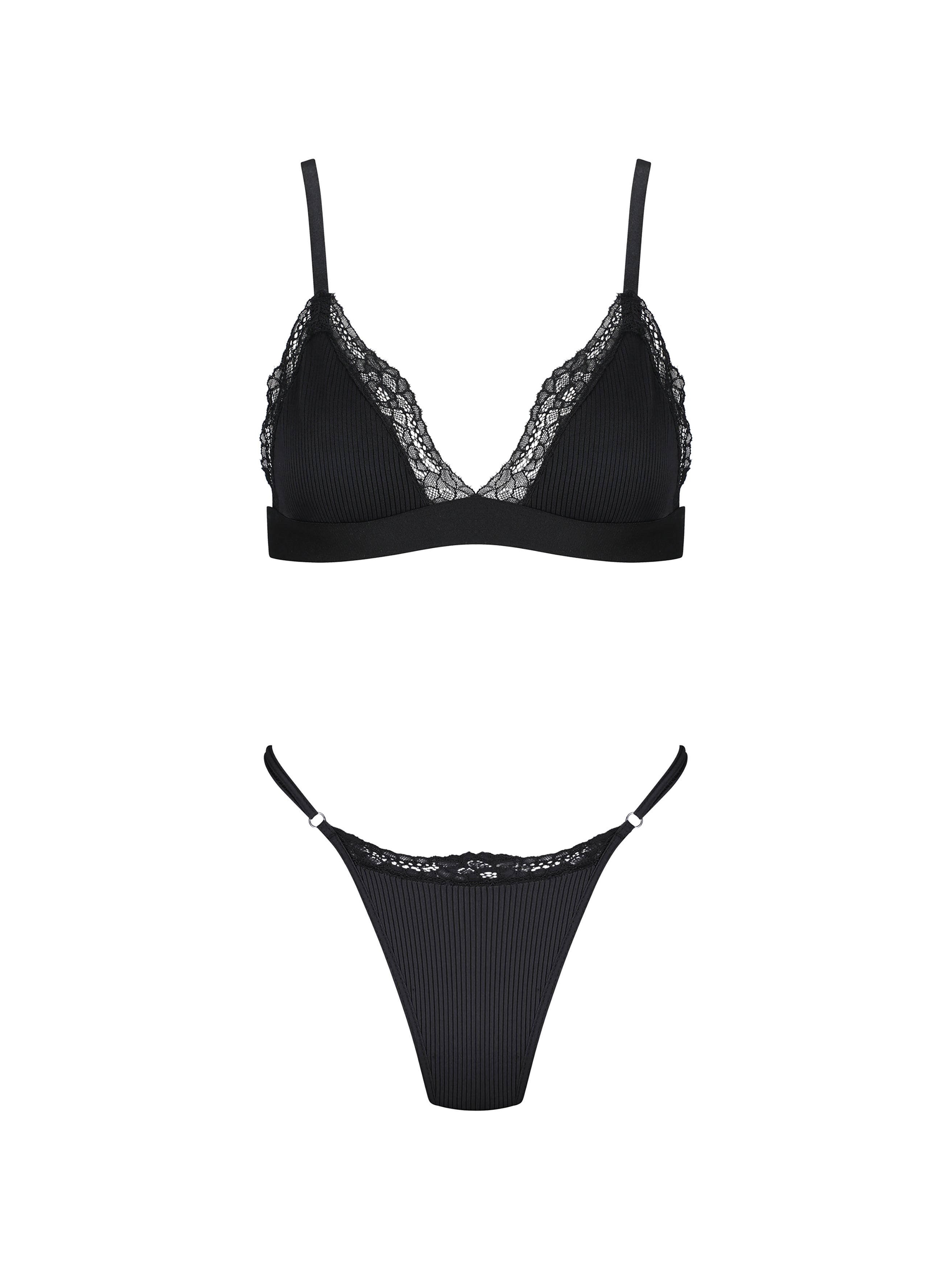 Black Bralette With Lace Detailing