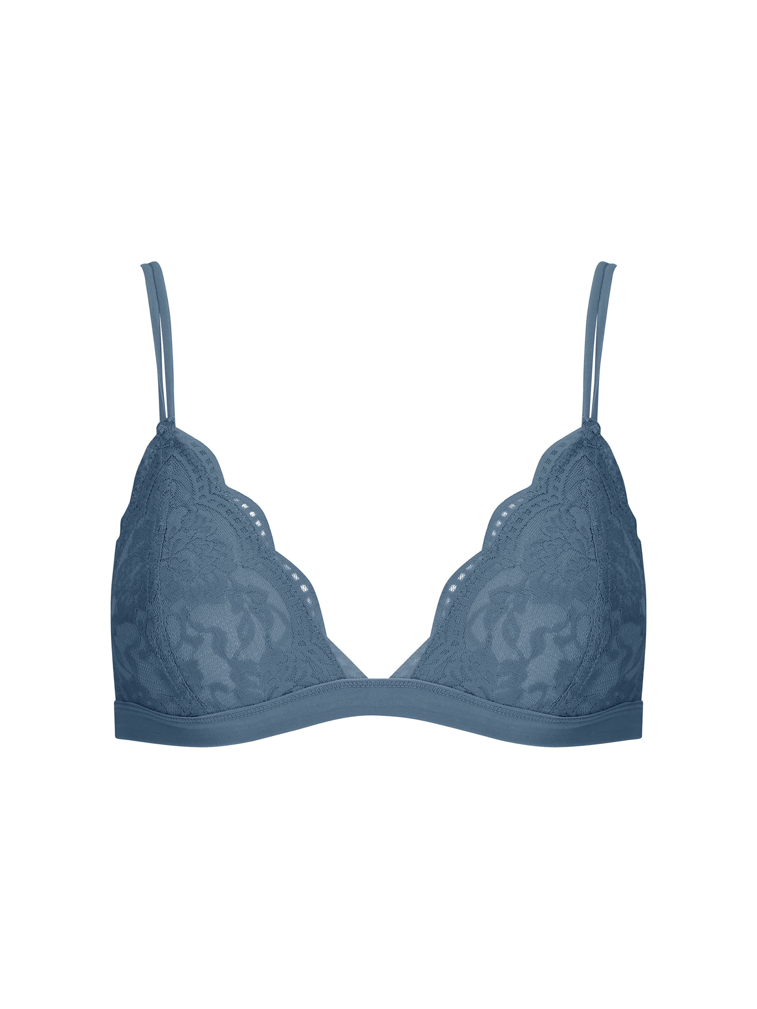 Antique Blue Bralette With Lace Detailing