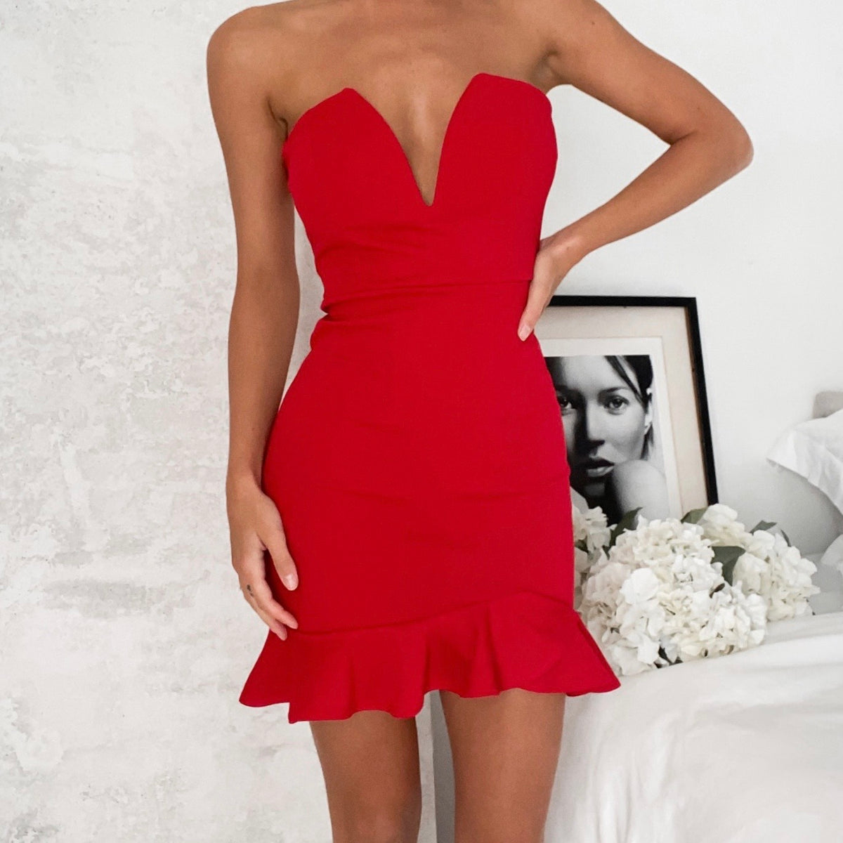 Arielle Strapless Dress -Red – Love Loren