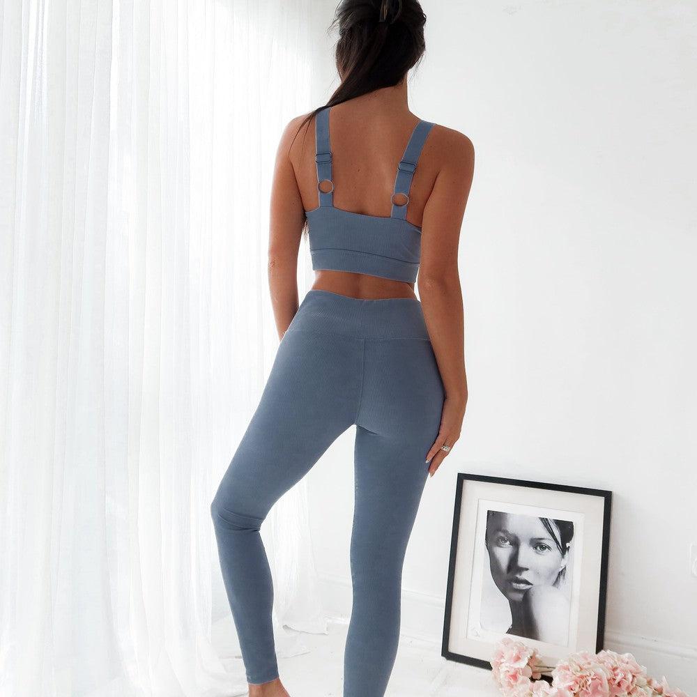 Seamless High Waist Leggings- Blue-High Waist Leggings