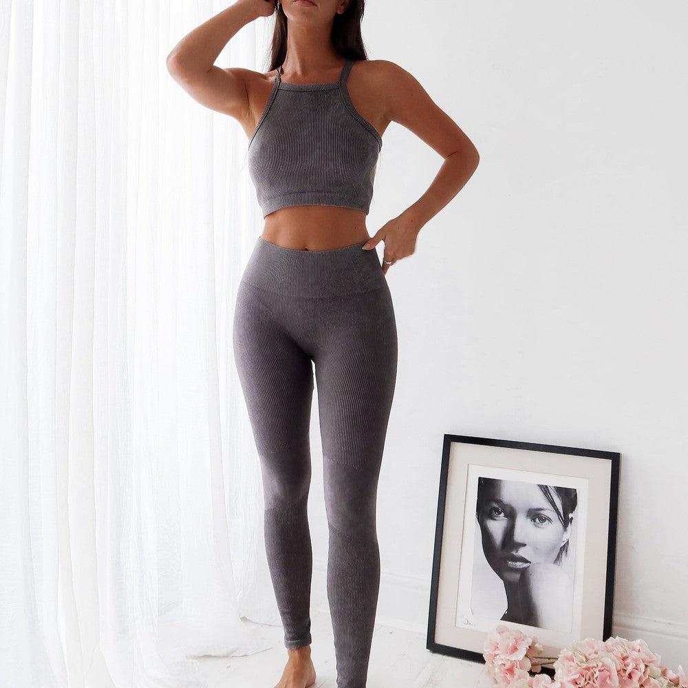 Seamless High Waist Leggings- Grey-High Waist Leggings