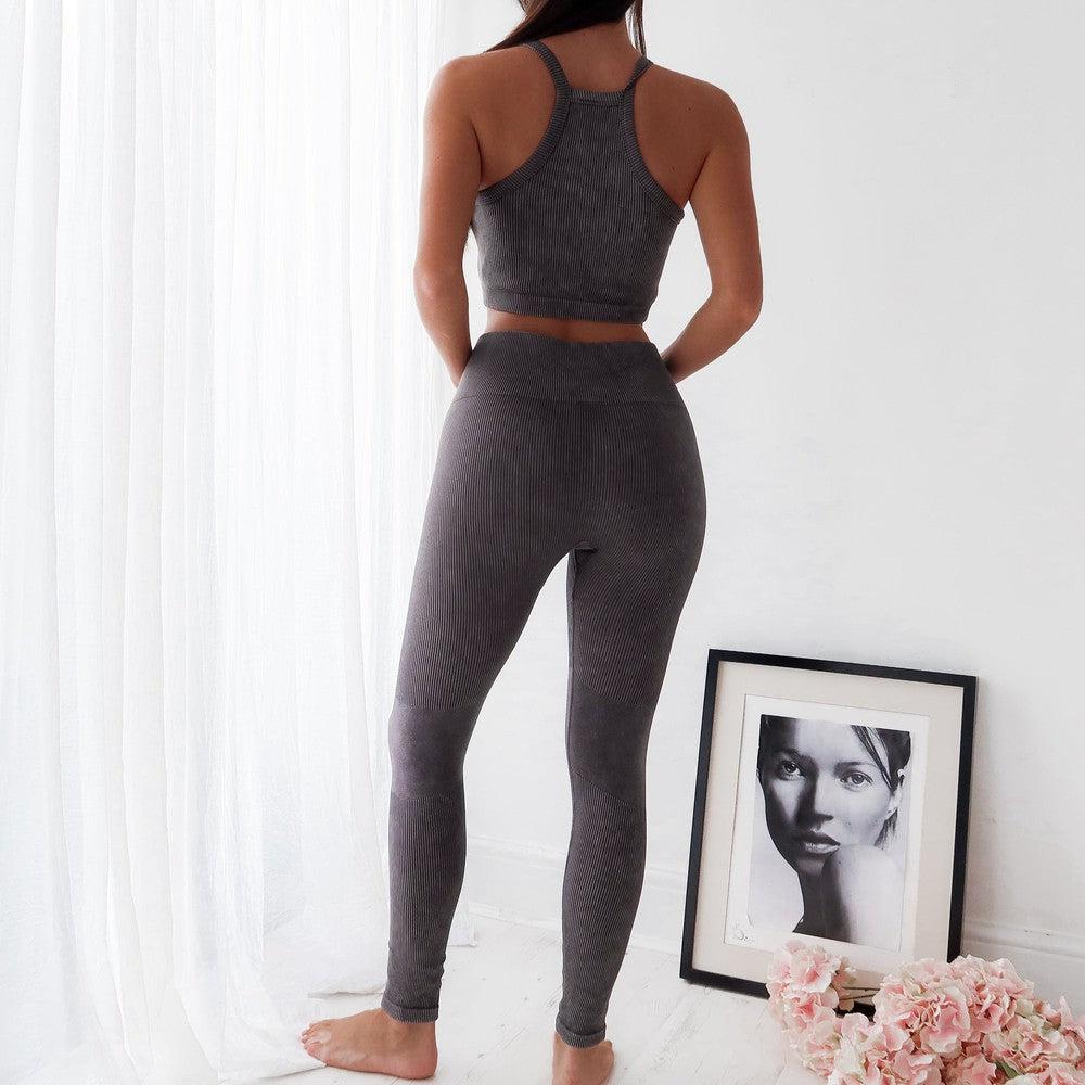 Ribbed Cropped Tank Top - Grey-Tank Top