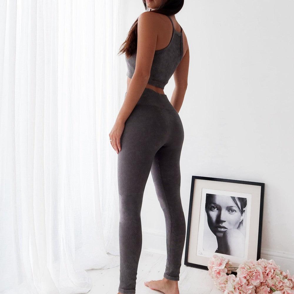 Seamless High Waist Leggings- Grey-High Waist Leggings