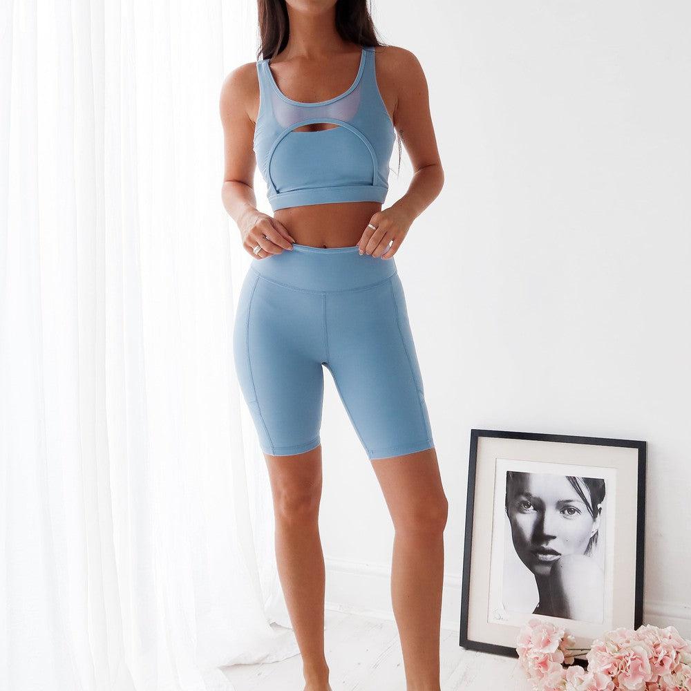 Seamless Biker Shorts- Blue-