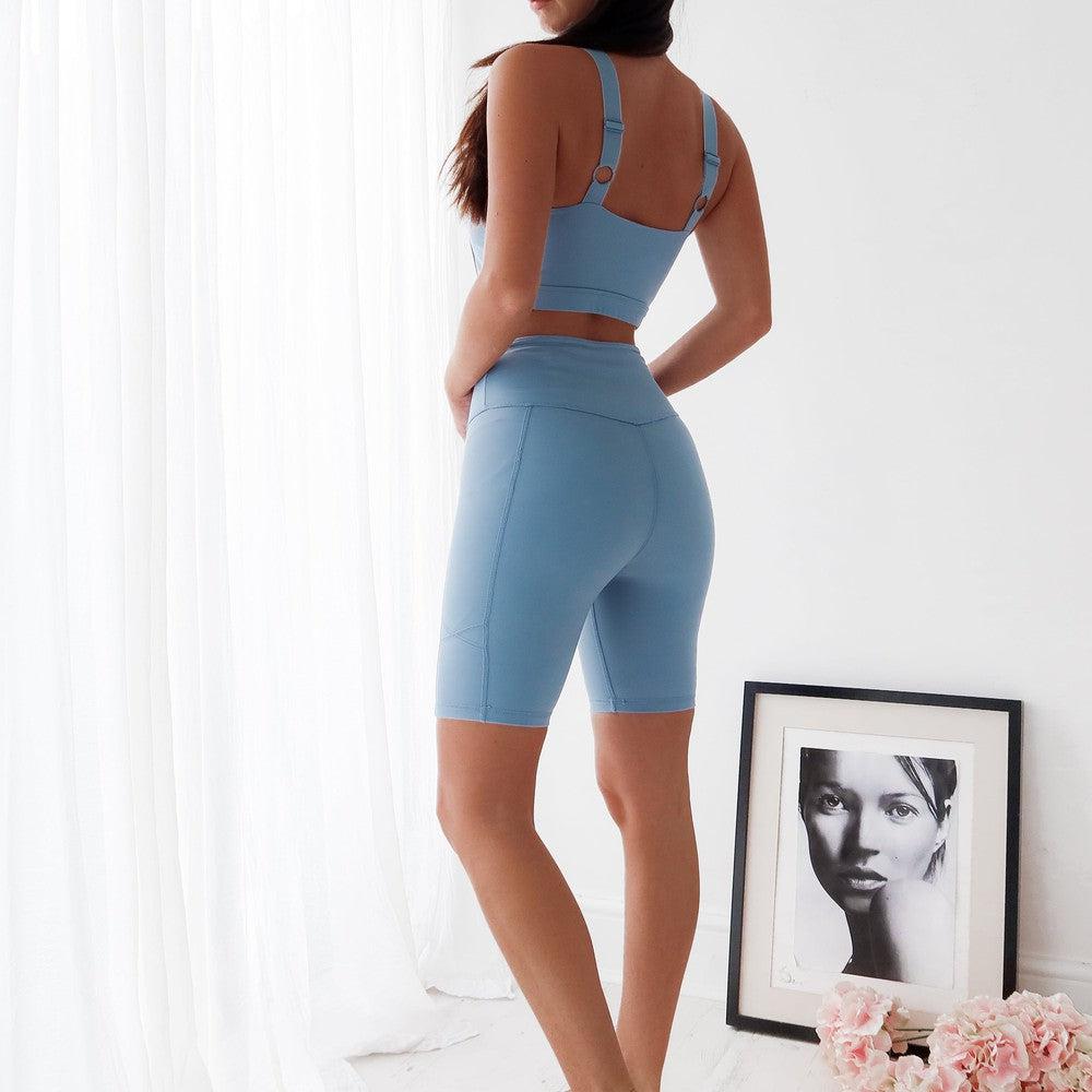 Seamless Biker Shorts- Blue-
